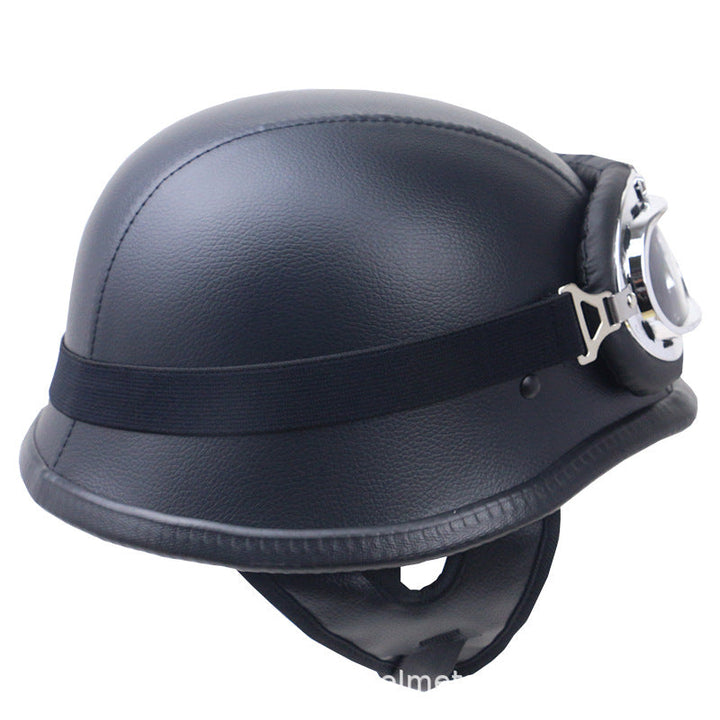 Vintage Carbon Fiber Motorcycle Helmet with Goggles Kalsten