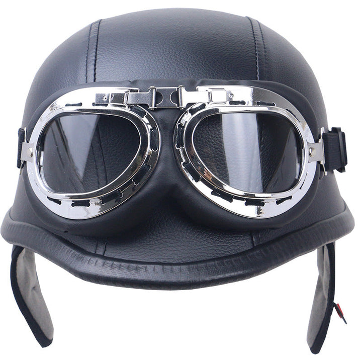 Vintage Carbon Fiber Motorcycle Helmet with Goggles Kalsten