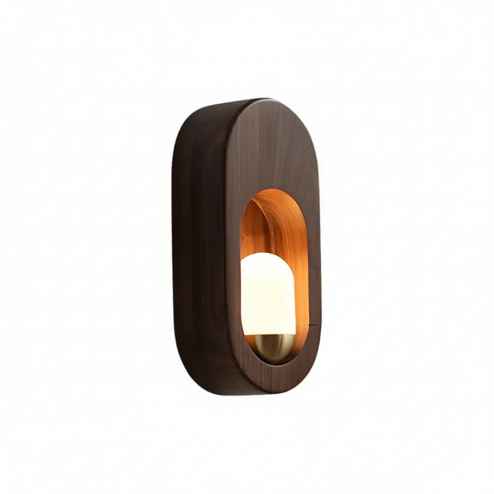 LED Wall Sconce Light – Modern Minimalist Oval Wood Nordic Walnut (20x10cm / 7.9x3.9in) | Kalsten