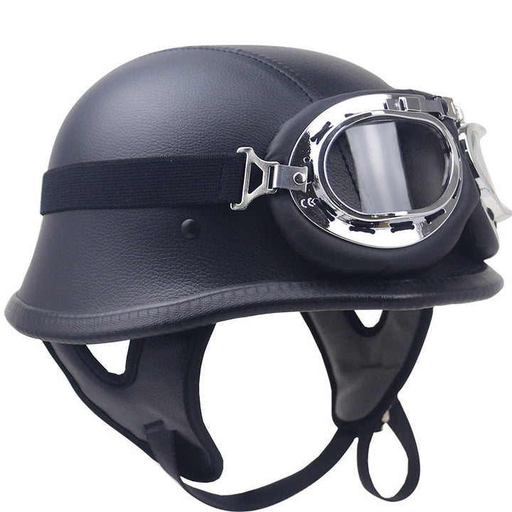 Vintage Leather Motorcycle Helmet with Goggles Kalsten