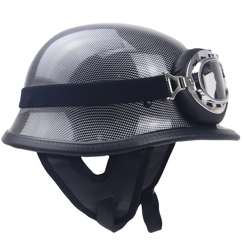 Classic Carbon Fiber Motorcycle Helmet with Goggles Kalsten