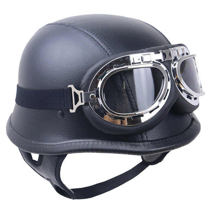 Vintage Carbon Fiber Motorcycle Helmet with Goggles Kalsten