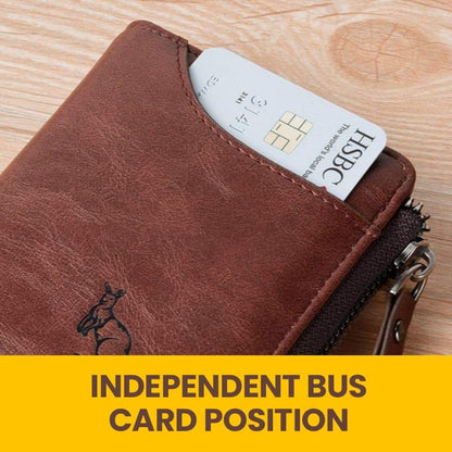 Multifunctional men's wallet made of waterproof and durable PU leather with RFID protection