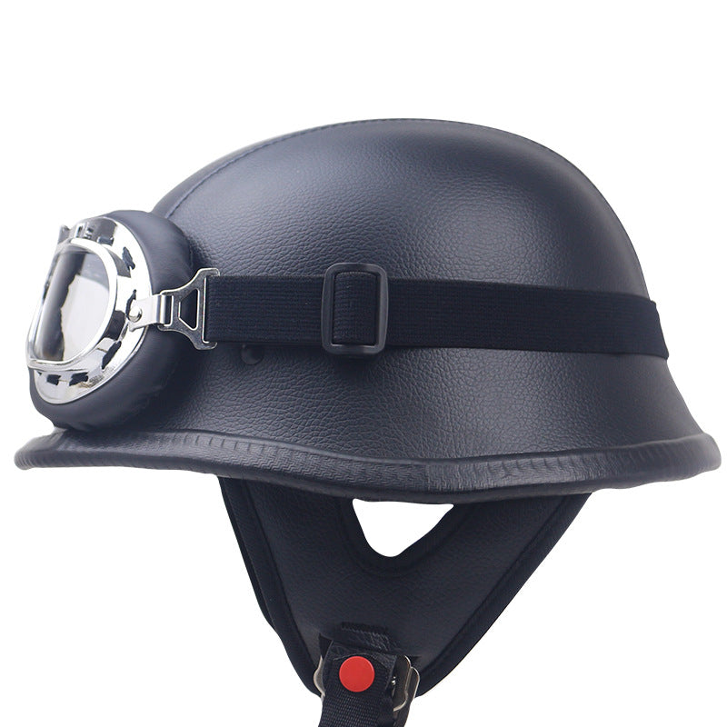 Vintage Leather Motorcycle Helmet with Goggles Kalsten
