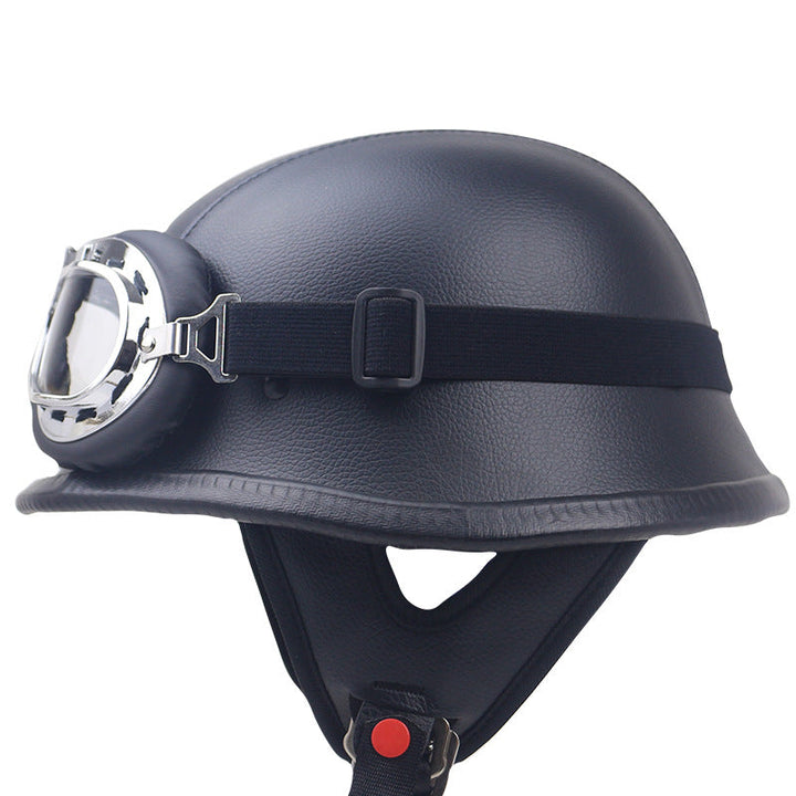 Vintage Leather Motorcycle Helmet with Goggles Kalsten