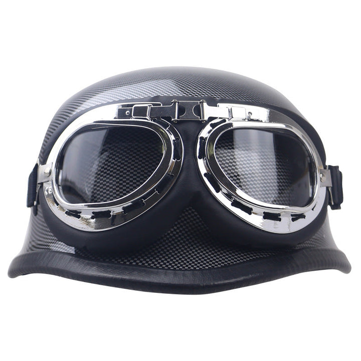 Classic Carbon Fiber Motorcycle Helmet with Goggles Kalsten