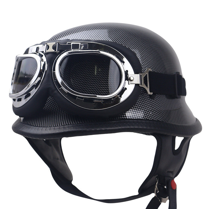 Classic Carbon Fiber Motorcycle Helmet with Goggles Kalsten