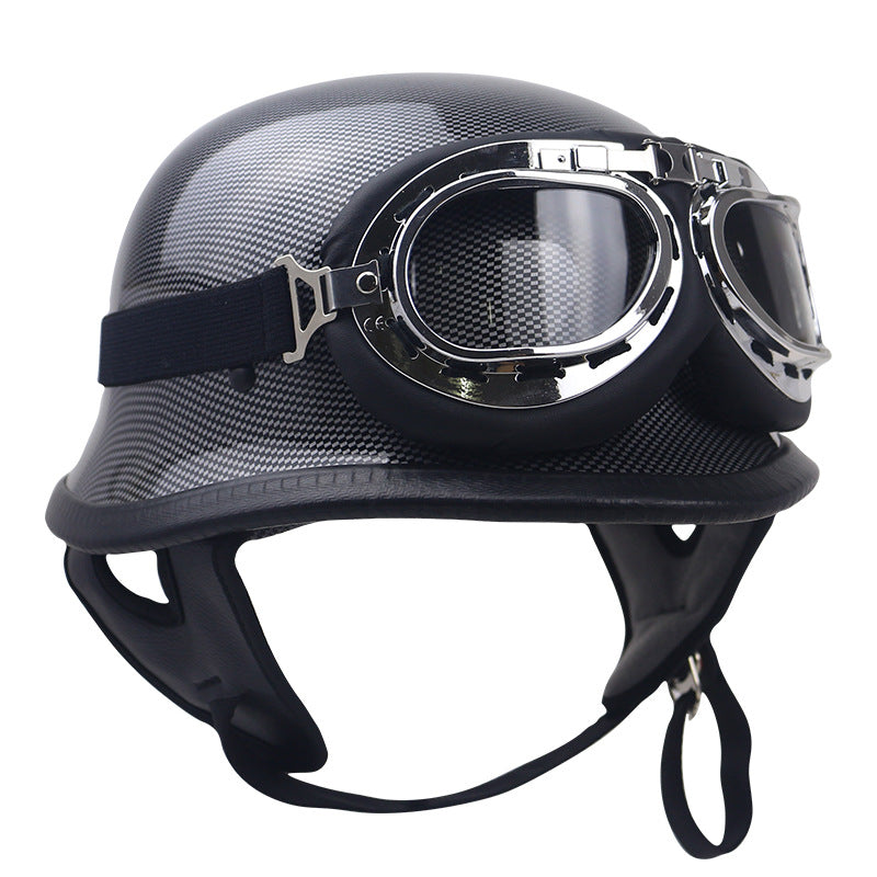 Classic Carbon Fiber Motorcycle Helmet with Goggles Kalsten