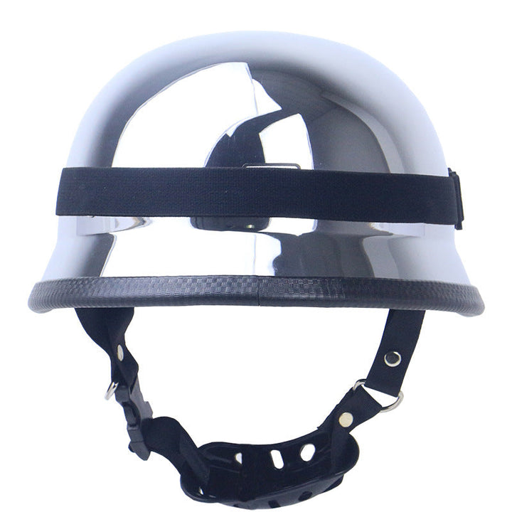 Chrome-Plated Vintage Motorcycle Helmet with Protective Goggles Kalsten