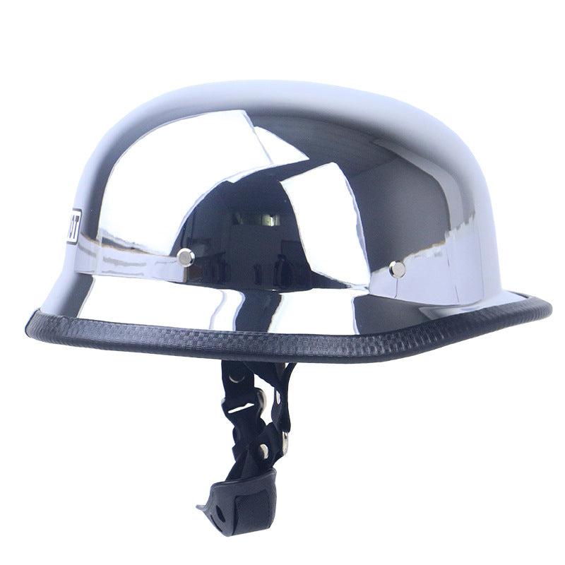 Chrome-Plated Vintage Motorcycle Helmet with Protective Goggles Kalsten
