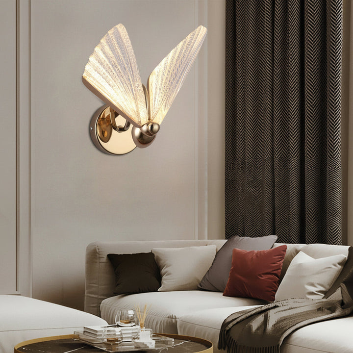 LED Wall Sconce Light – Modern Butterfly Acrylic Gold (25x19cm / 9.8x7.5in) | Kalsten