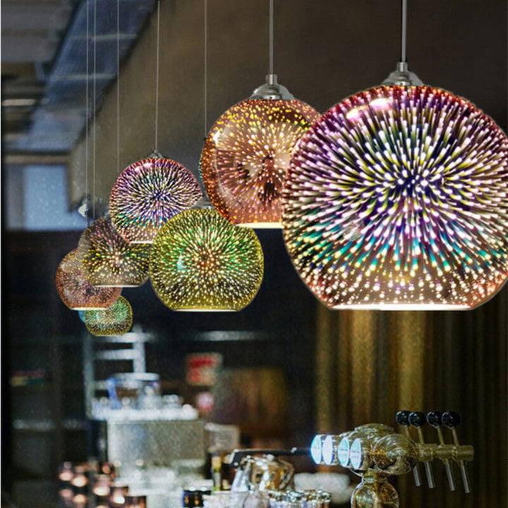 Kalsten | Modern creative 3D colorful firework glass 1-light dome pendant lamp