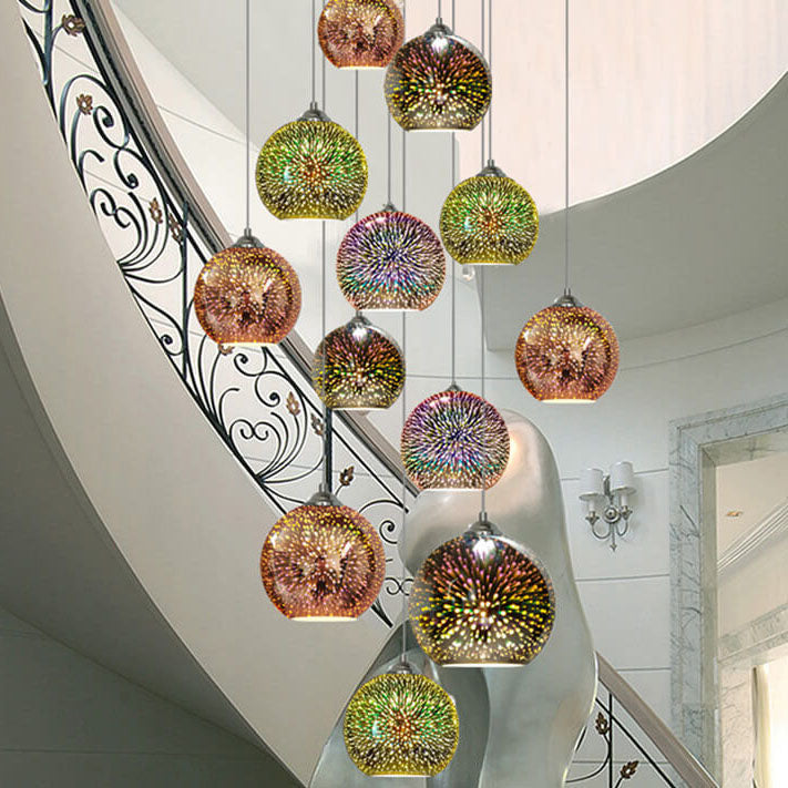 Brehn | Modern creative 3D colorful Fireworks Glass 1-Light Dome Pendant Light