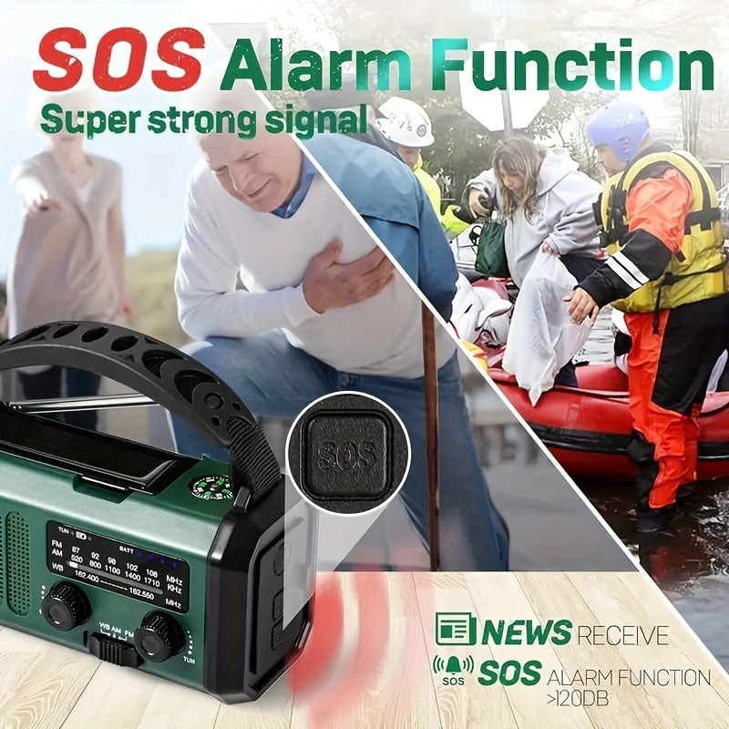 Karnz | StormMate X10 Emergency Radio with 10,000 mAh Powerbank | Solar, Crank & USB-C | LED Light, SOS Alarm & Compass | AM/FM/NOAA