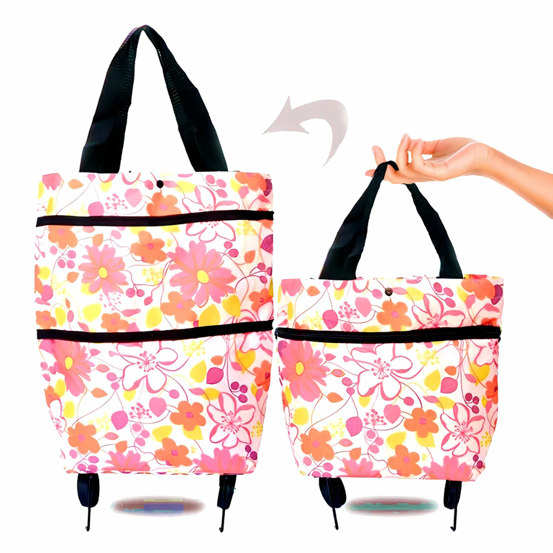 Foldable shopping trolley with expandable wheels | Kalsten