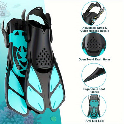 Skanto | SeaVana Glide Snorkel Fins | Adjustable & Short | Open Heel | For Travel & Leisure | Unisex