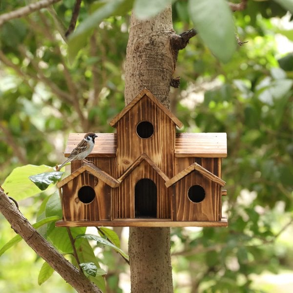 Handmade Wooden Birdhouse – 6 Holes