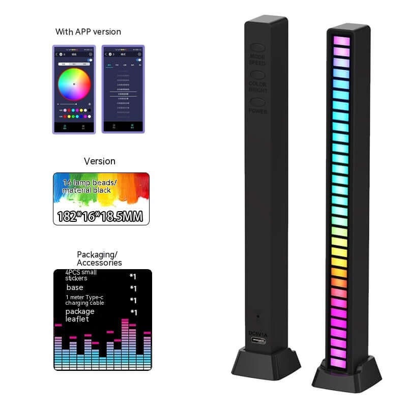 Led Sound Control Light Bar RGB Ambient Pickup Rhythm Lamp Music USB Adjustabl Automotivo Strip For Automobiles Family Party | Kalsten