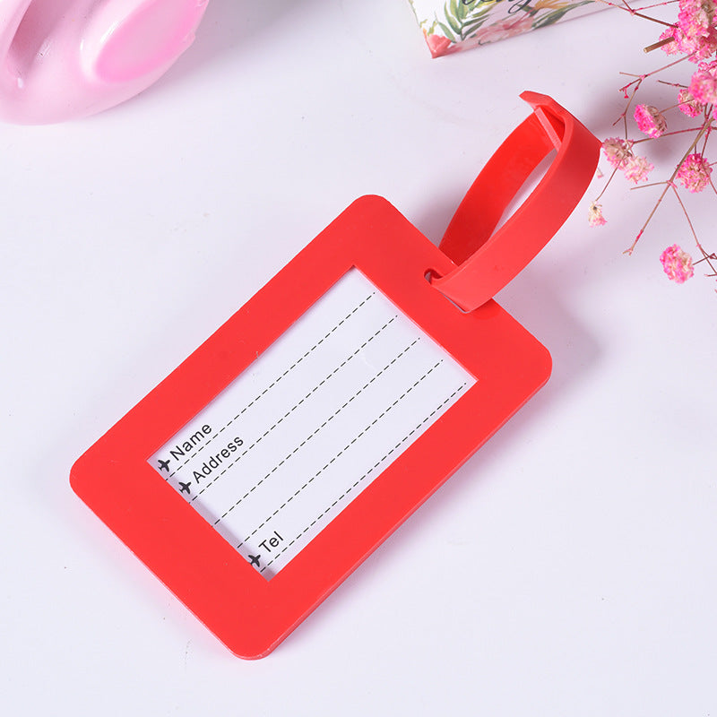 silicone luggage ID tag with adjustable strap and embossed travel identification panel Kalsten