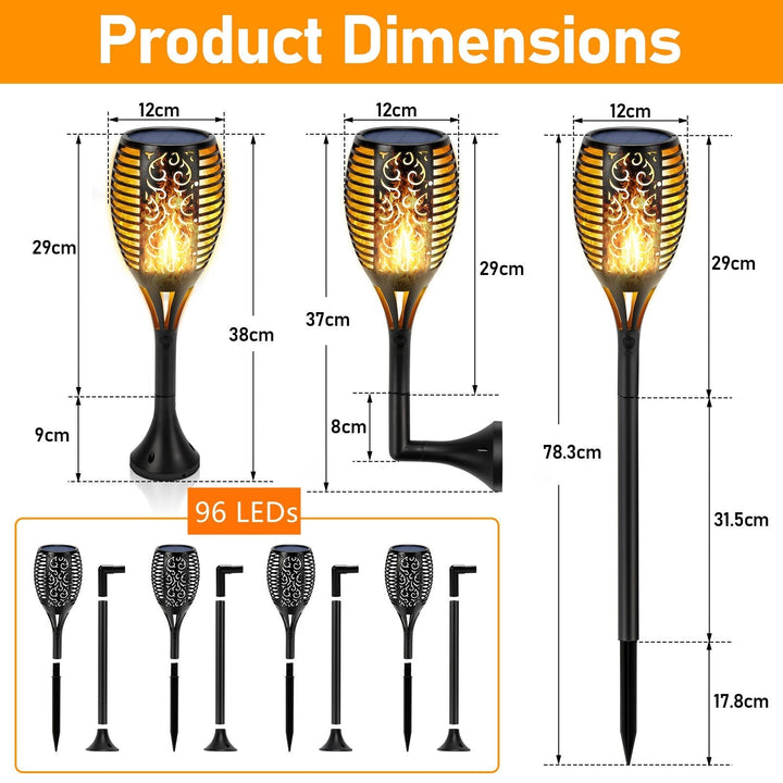 Solar lamps for outdoors 4 pieces 3 IN 1 solar torches | Kalsten