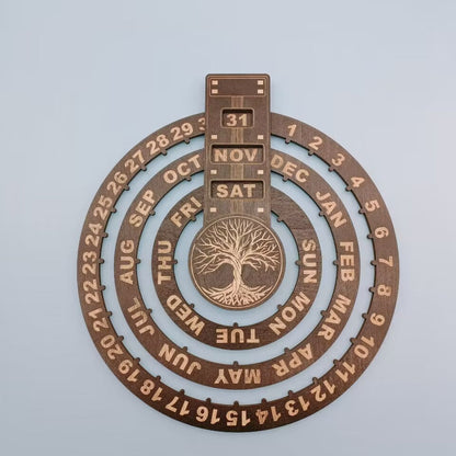 Wood Rotating Circular Perpetual Calendar | Bowlift