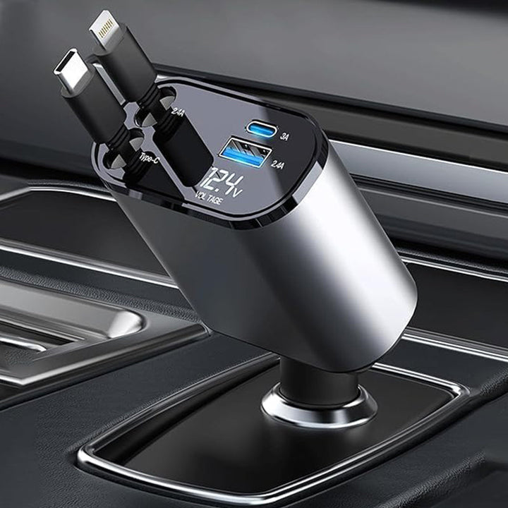 4-in-1 Car Charger with Retractable Cable | Kalsten