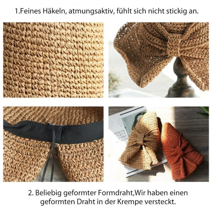 Kalsten | Retro Folding Straw Hat with Bow