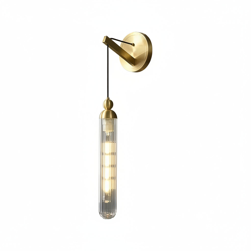 LED Wall Sconce – Minimalist Brass Glass Globe Pendant G9 (12x45cm) | Kalsten