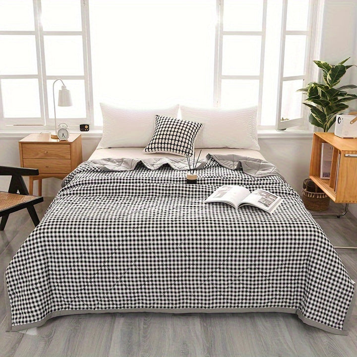 Elegant Preppy Plaid Summer Blanket for Cool Nights Kalsten