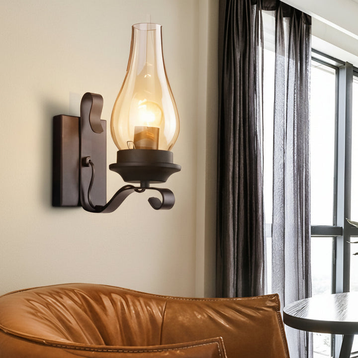 Glass Wall Sconce – Industrial Retro Iron Vintage E27 (20x30cm) | Kalsten