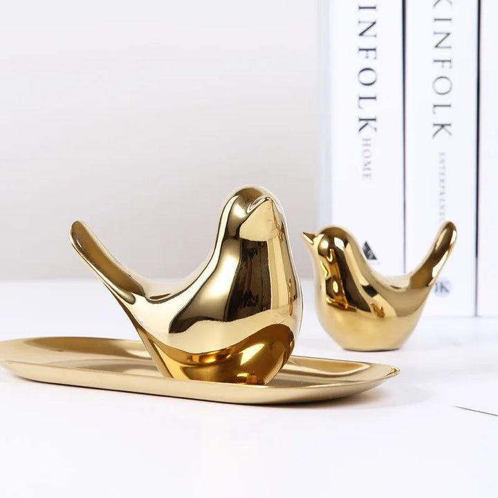 Kalsten | Nordic Golden Ceramic Bird Decoration for Modern Home Decor