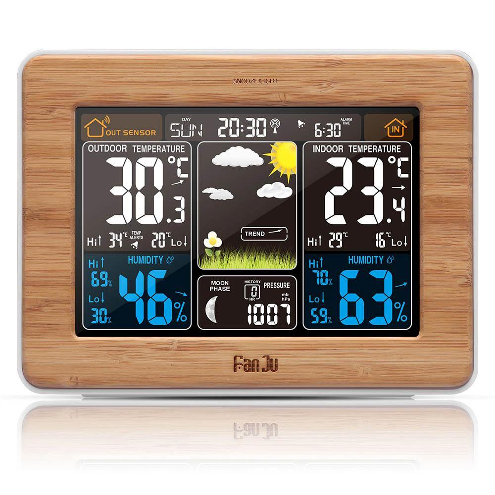 FanJu FJ3365 Weather Control Rectangular Color Display Smart Clock