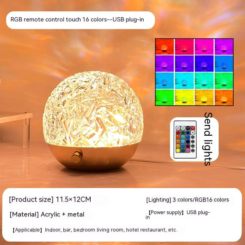 New Water Ripple Projector Night Light Crystal Mood Lamp Bedside Home Bedroom Decoration Aesthetic Christmas Gift Sunset Lights | Kalsten