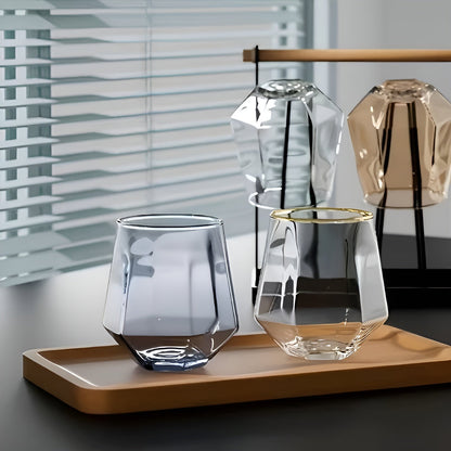 Glass Cup in Transparent Design, 4-Piece Set – Stylish and Decorative Design | 300 ml Glass Cup for Water, Juice, and Tea | Skanto