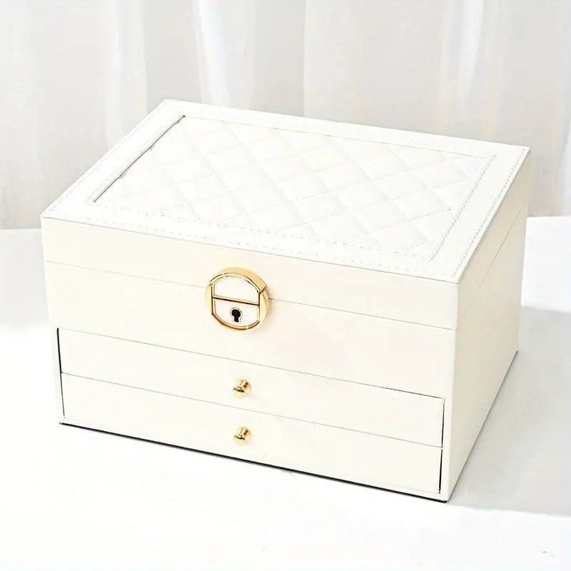 Lockable Multi-Layer Leather Jewelry Box Kalsten