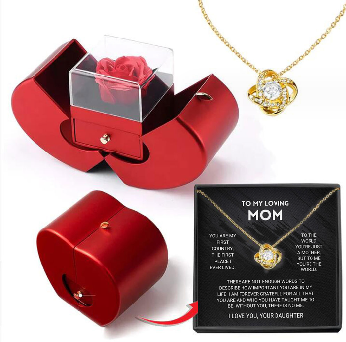 Kalsten | Rose Apple Jewelry Box™ | With Eternal Rose Necklace.