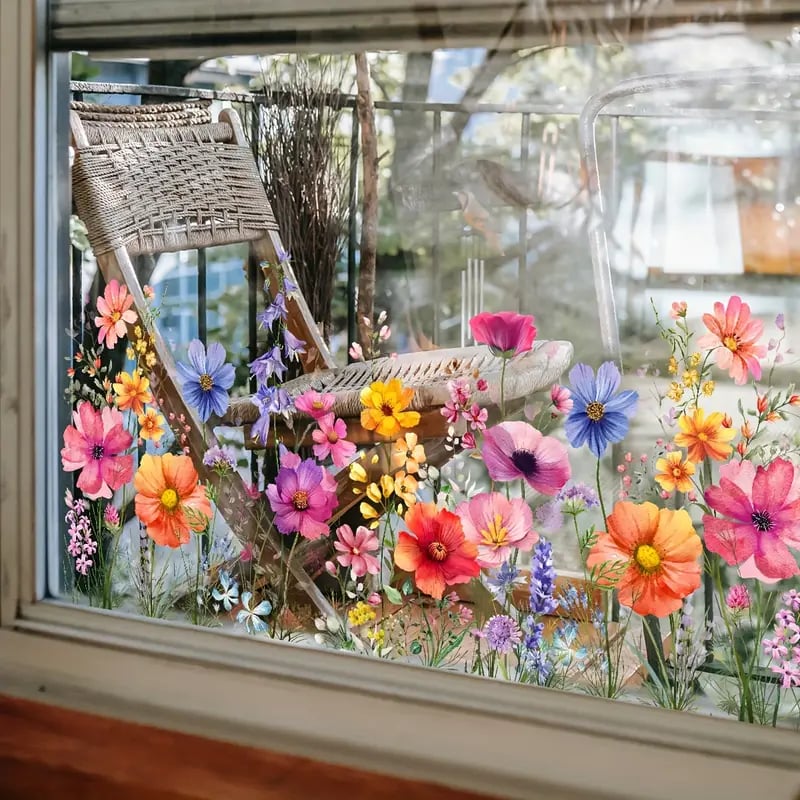 Kalsten | 💐 Colorful Floral Bouquet Window Sticker 🖼️ (Removable without leaving marks)