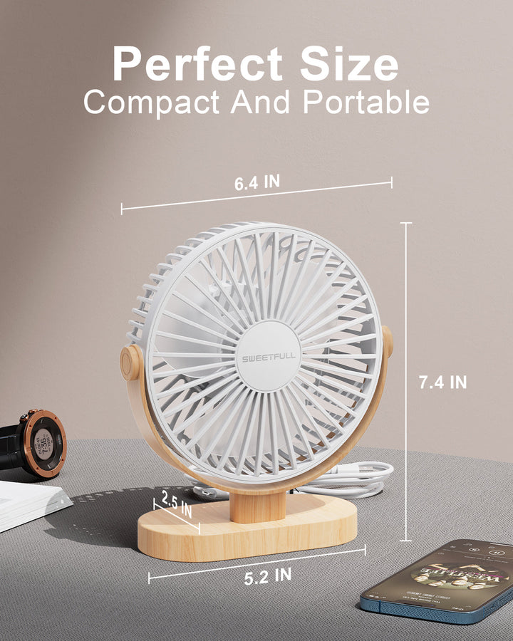 6.5 Inch USB Small Desk Fan for Home Office Car Outdoor Travel | Kalsten