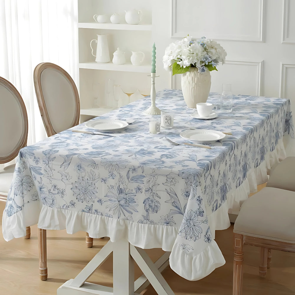 Kalsten | Delfina Blue Floral Lace Tablecloth