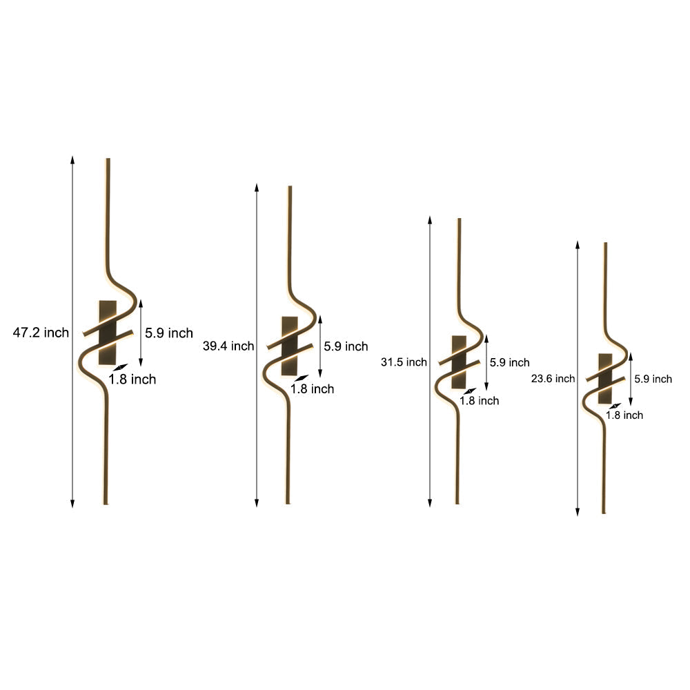 Minimalist Long Wave Aluminum Black Decorative LED Wall Lamp | Kalsten