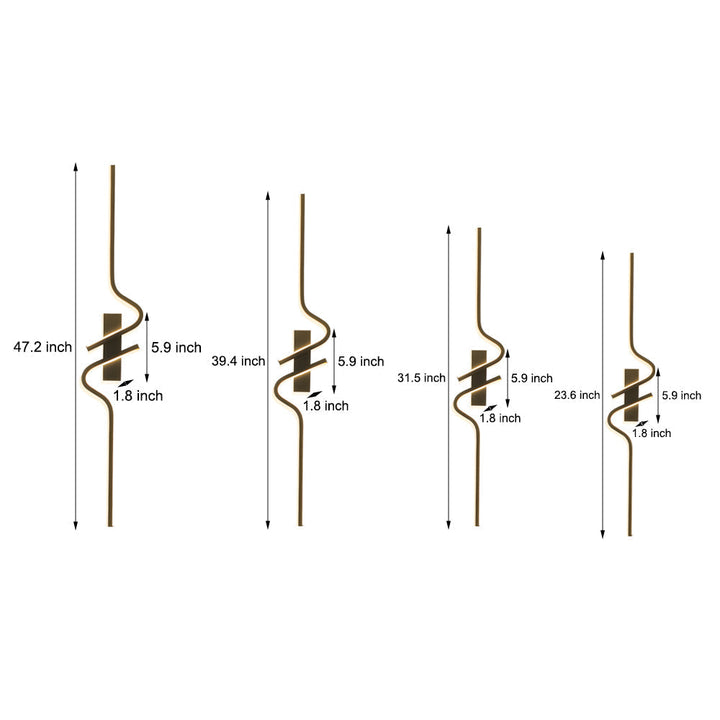 Minimalist Long Wave Aluminum Black Decorative LED Wall Lamp | Kalsten
