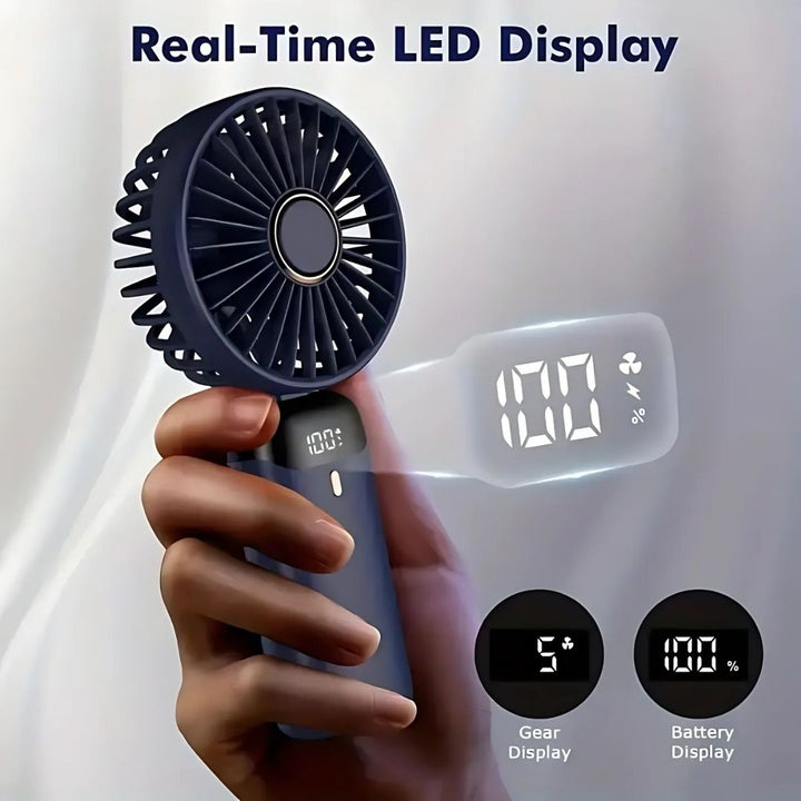 Rechargeable Handheld Mini Fan | 5-Speed, 90-Degree Adjustable & Quiet for Office, Home & Outdoor Use | Kalsten