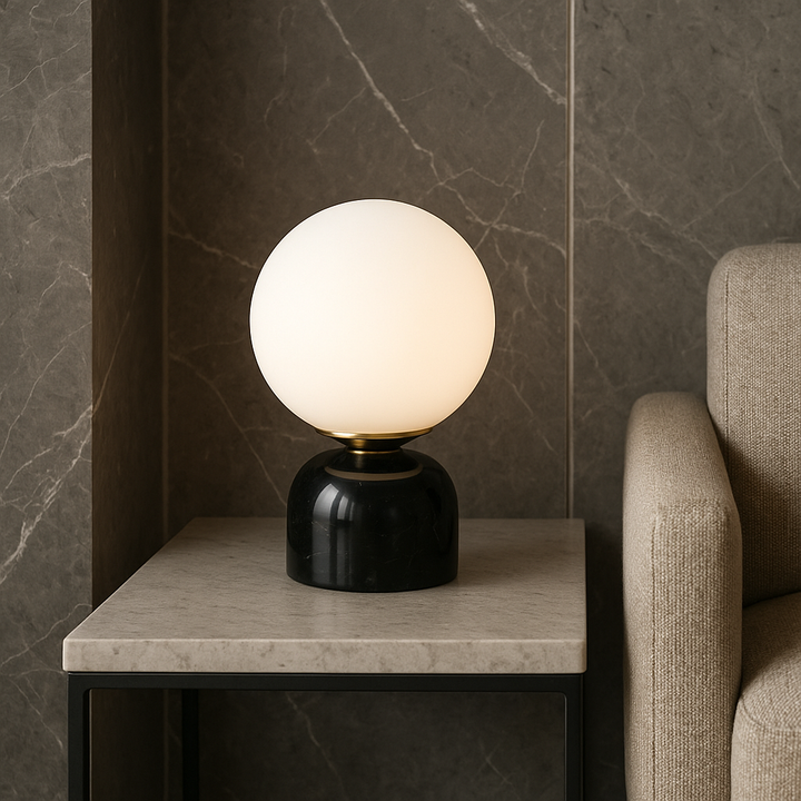 Marnor | Marble Table Lamp with Glass Shade – Scandinavian Minimalist Design | Kalsten