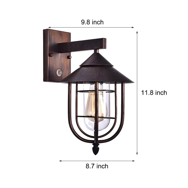 Waterproof Retro Iron Glass Motion Sensor Black Modern Outdoor Wall Lights | Kalsten