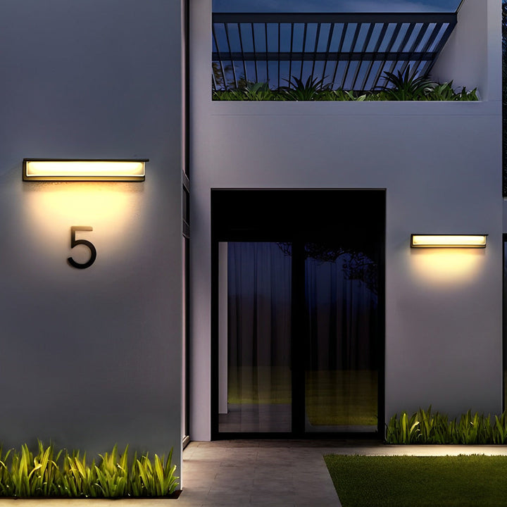 Minimalist Rectangular Waterproof LED Modern Solar Wall Lamp Exterior Lights | Kalsten