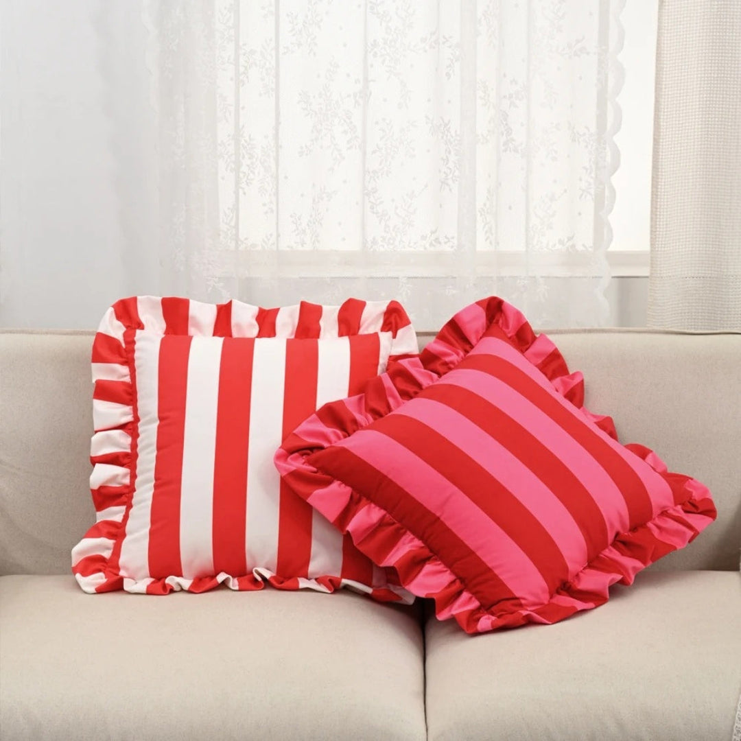 Kalsten | Retro Striped Ruffle Cushion Cover