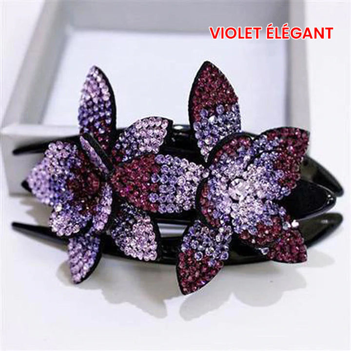 Double Flower Rhinestone Hair Pin | Kalsten