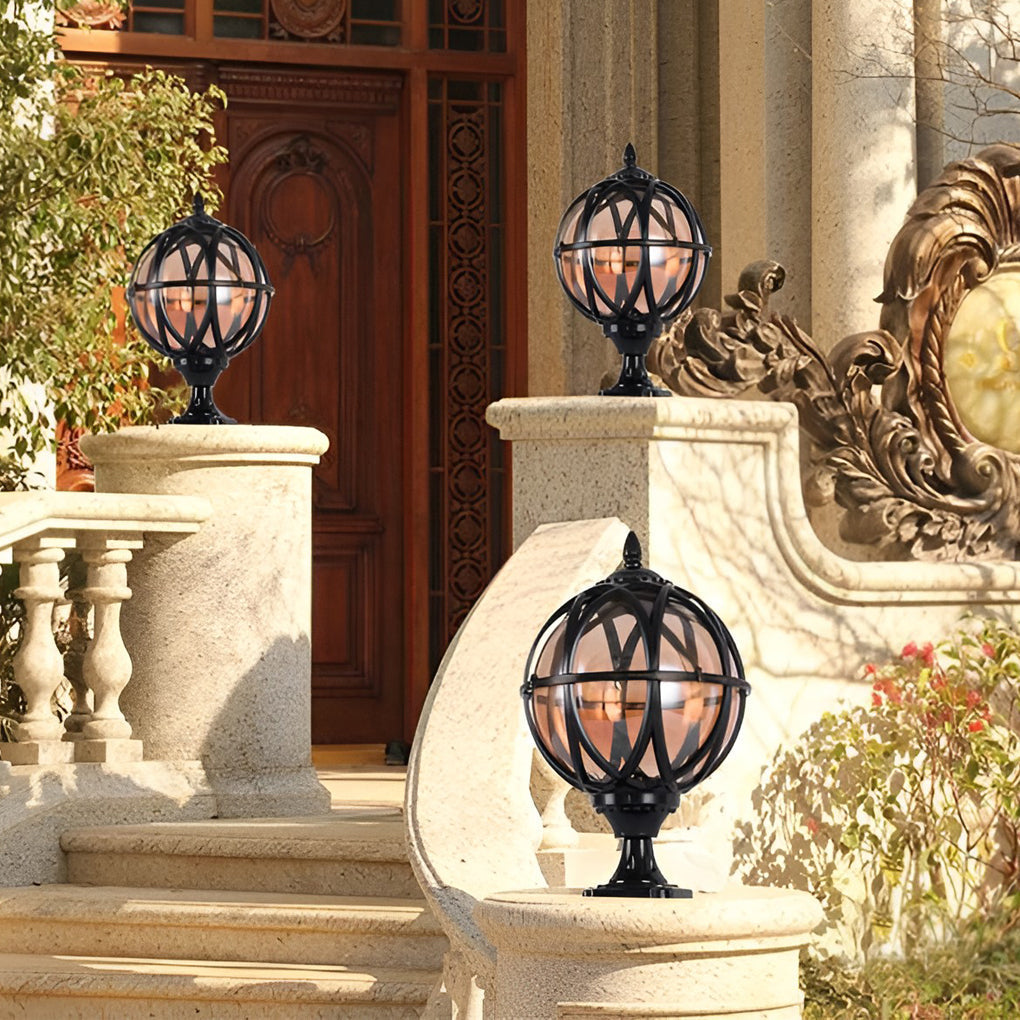 Round Glass E27 Waterproof European Style Outdoor Post Caps Lights | Kalsten