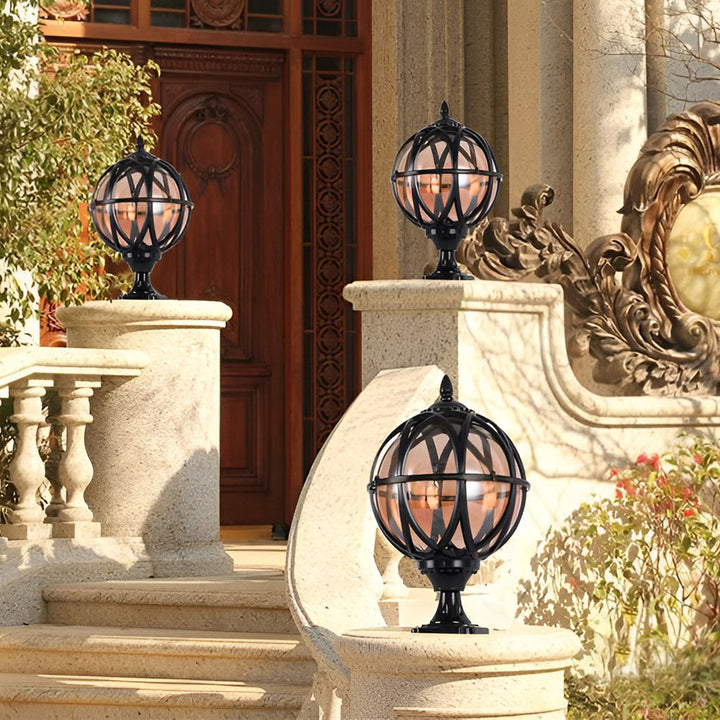 Round Glass E27 Waterproof European Style Outdoor Post Caps Lights | Kalsten