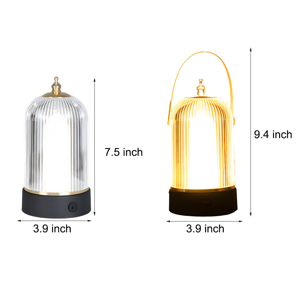 Ribbed Glass Table Lamp Lantern Ambient LED Beside Nights | Kalsten